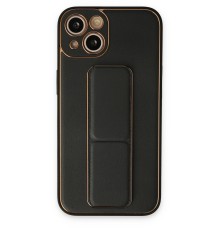 iPhone 14 Kılıf Coco Deri Standlı Kapak - Siyah