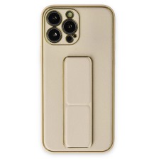 iPhone 14 Pro Kılıf Coco Deri Standlı Kapak - Gold