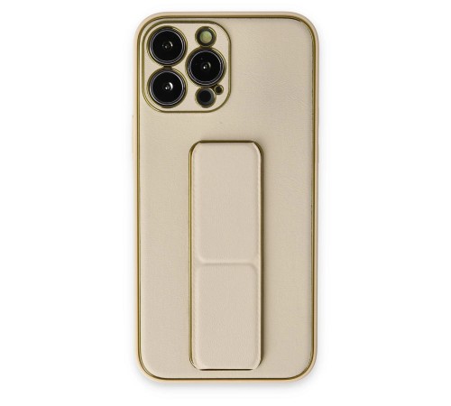 iPhone 14 Pro Kılıf Coco Deri Standlı Kapak - Gold iPhone 14 Pro Kılıf Coco Deri Standlı Kapak - Gold