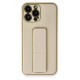 iPhone 14 Pro Kılıf Coco Deri Standlı Kapak - Gold