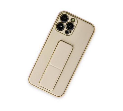 iPhone 14 Pro Kılıf Coco Deri Standlı Kapak - Gold iPhone 14 Pro Kılıf Coco Deri Standlı Kapak - Gold