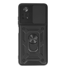 Xiaomi Poco X4 Pro 5G Kılıf Pars Lens Yüzüklü Silikon - Siyah