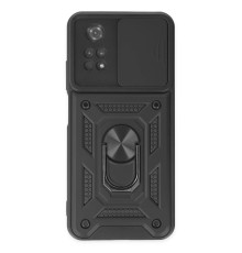 Xiaomi Poco M4 Pro 4G Kılıf Pars Lens Yüzüklü Silikon - Siyah