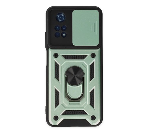 Xiaomi Poco M4 Pro 4G Kılıf Pars Lens Yüzüklü Silikon - Yeşil