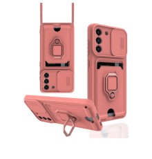 Samsung Galaxy S21 FE Kılıf Zuma Kartvizitli Yüzüklü Silikon - Pembe