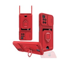 Xiaomi Redmi 10 2022 Kılıf Zuma Kartvizitli Yüzüklü Silikon - Kırmızı