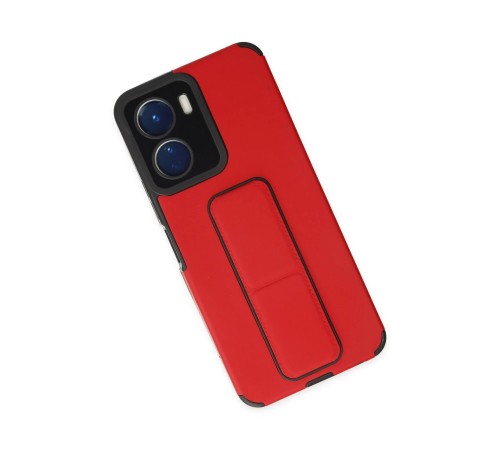 Vivo Y16 Kılıf Mega Standlı Silikon - Kırmızı