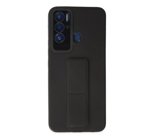 Tecno Pova Neo Kılıf Mega Standlı Silikon - Siyah