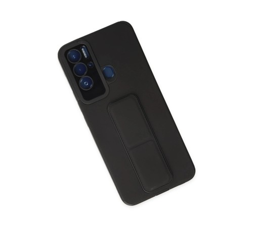 Tecno Pova Neo Kılıf Mega Standlı Silikon - Siyah