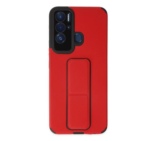 Tecno Pova Neo Kılıf Mega Standlı Silikon - Kırmızı
