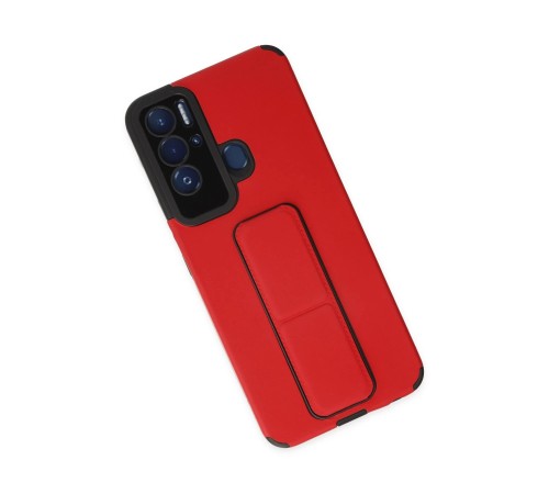 Tecno Pova Neo Kılıf Mega Standlı Silikon - Kırmızı