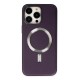 iPhone 13 Pro Max Kılıf Coco Deri Magneticsafe Silikon - Derin Mor