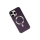 iPhone 13 Pro Max Kılıf Coco Deri Magneticsafe Silikon - Derin Mor