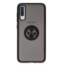 Samsung Galaxy A70 Kılıf Montreal Yüzüklü Silikon Kapak - Siyah