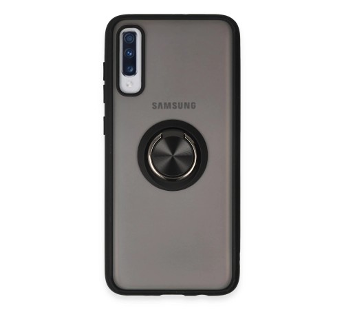 Samsung Galaxy A70 Kılıf Montreal Yüzüklü Silikon Kapak - Siyah