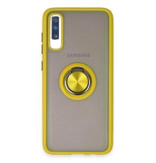 Samsung Galaxy A70 Kılıf Montreal Yüzüklü Silikon Kapak - Sarı