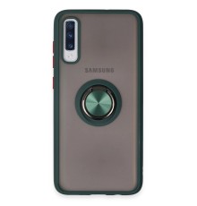 Samsung Galaxy A70 Kılıf Montreal Yüzüklü Silikon Kapak - Yeşil