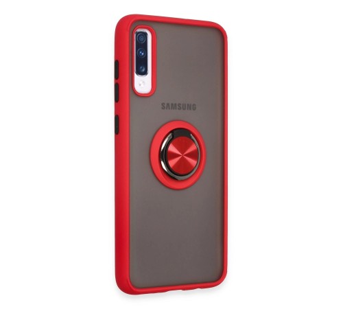 Samsung Galaxy A70 Kılıf Montreal Yüzüklü Silikon Kapak - Kırmızı