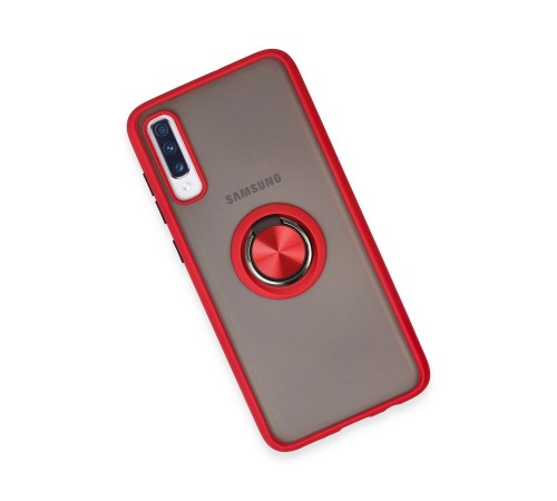 Samsung Galaxy A70 Kılıf Montreal Yüzüklü Silikon Kapak - Kırmızı