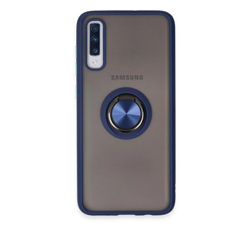 Samsung Galaxy A70 Kılıf Montreal Yüzüklü Silikon Kapak - Lacivert