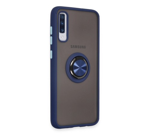 Samsung Galaxy A70 Kılıf Montreal Yüzüklü Silikon Kapak - Lacivert
