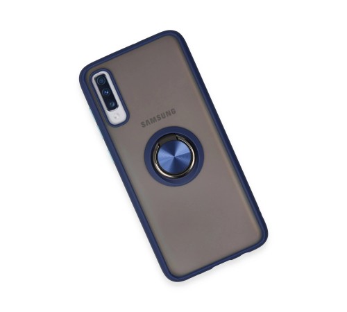 Samsung Galaxy A70 Kılıf Montreal Yüzüklü Silikon Kapak - Lacivert