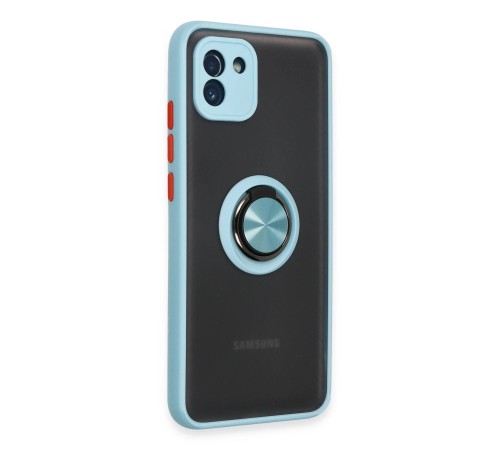 Samsung Galaxy A03 Kılıf Montreal Yüzüklü Silikon Kapak - Buz Mavi Samsung Galaxy A03 Kılıf Montreal Yüzüklü Silikon Kapak - Buz Mavi