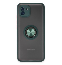 Samsung Galaxy A03 Kılıf Montreal Yüzüklü Silikon Kapak - Yeşil