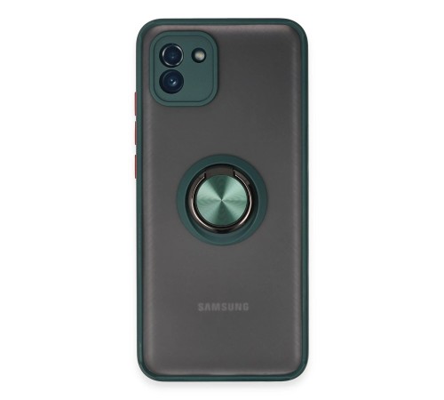 Samsung Galaxy A03 Kılıf Montreal Yüzüklü Silikon Kapak - Yeşil
