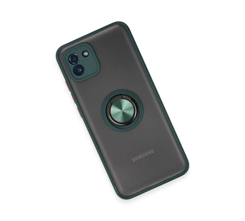 Samsung Galaxy A03 Kılıf Montreal Yüzüklü Silikon Kapak - Yeşil