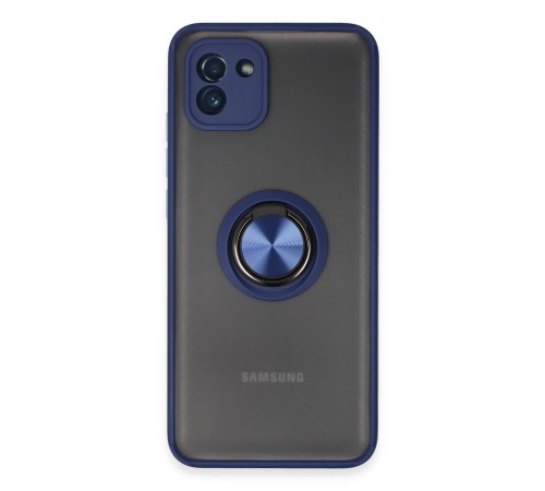 Samsung Galaxy A03 Kılıf Montreal Yüzüklü Silikon Kapak - Lacivert