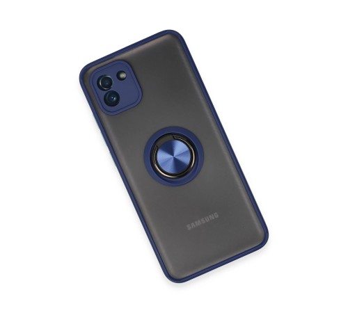 Samsung Galaxy A03 Kılıf Montreal Yüzüklü Silikon Kapak - Lacivert
