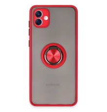 Samsung Galaxy A04 Kılıf Montreal Yüzüklü Silikon Kapak - Kırmızı
