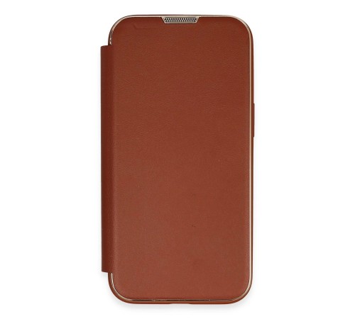 iPhone 14 Kılıf Dolpin Kapaklı - Kahverengi
