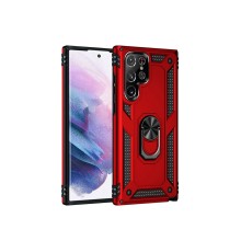 Samsung Galaxy S22 Ultra Kılıf Sofya Yüzüklü Silikon Kapak - Kırmızı