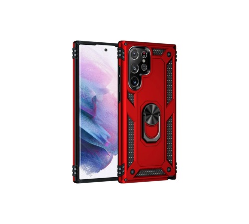 Samsung Galaxy S22 Ultra Kılıf Sofya Yüzüklü Silikon Kapak - Kırmızı Samsung Galaxy S22 Ultra Kılıf Sofya Yüzüklü Silikon Kapak - Kırmızı