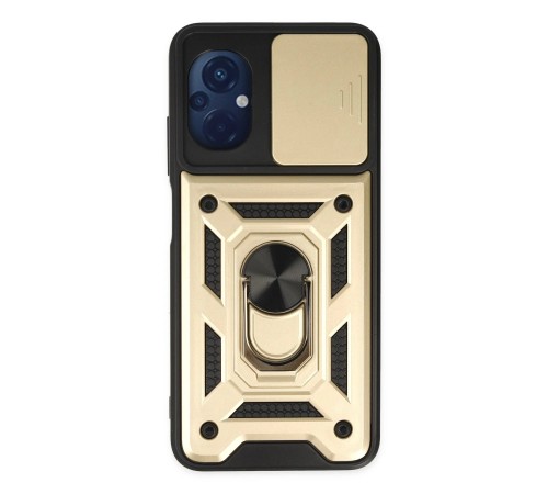 Xiaomi Poco M5 Kılıf Pars Lens Yüzüklü Silikon - Gold
