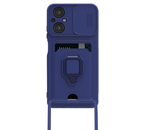 Xiaomi Poco M5 Kılıf Zuma Kartvizitli Yüzüklü Silikon - Lacivert