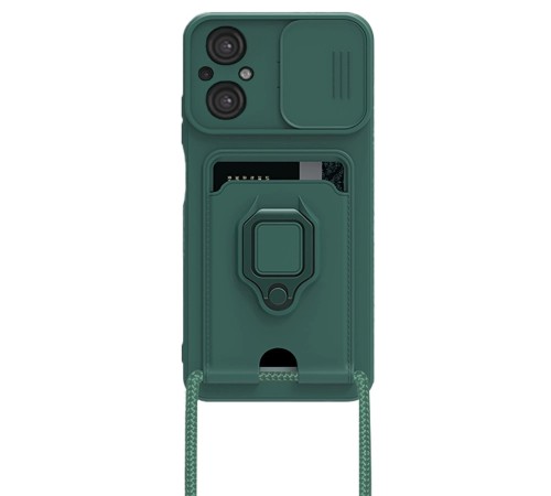 Xiaomi Poco M5 Kılıf Zuma Kartvizitli Yüzüklü Silikon - Yeşil