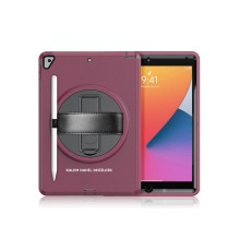 iPad 10.2 (7.nesil) Kılıf Hand Strap Tablet Kılıfı - Mürdüm