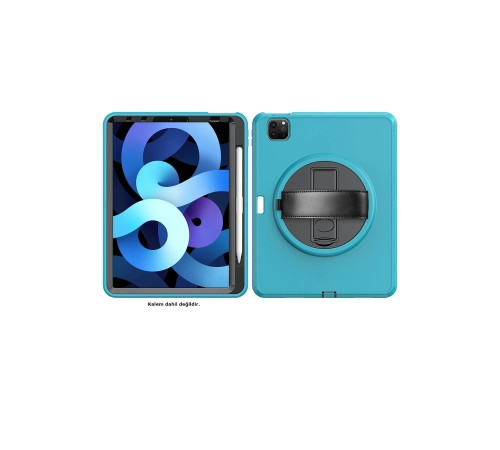 iPad Pro 11 (2018) Kılıf Hand Strap Tablet Kılıfı - Turkuaz iPad Pro 11 (2018) Kılıf Hand Strap Tablet Kılıfı - Turkuaz