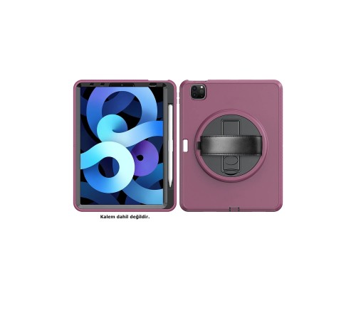 iPad Pro 11 (2018) Kılıf Hand Strap Tablet Kılıfı - Mürdüm iPad Pro 11 (2018) Kılıf Hand Strap Tablet Kılıfı - Mürdüm