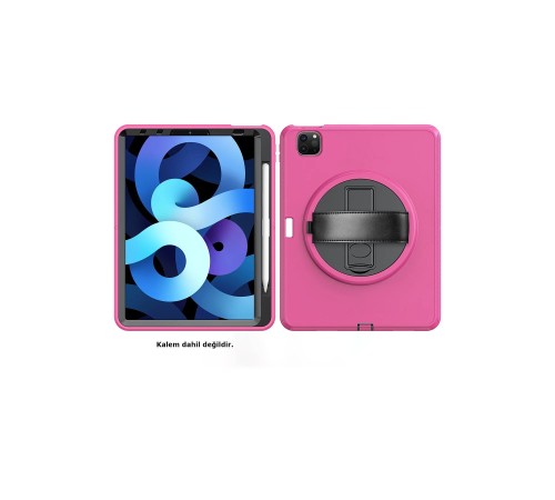 iPad Pro 11 (2018) Kılıf Hand Strap Tablet Kılıfı - Pembe iPad Pro 11 (2018) Kılıf Hand Strap Tablet Kılıfı - Pembe