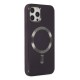 iPhone 12 Pro Max Kılıf Coco Deri Magneticsafe Silikon - Derin Mor