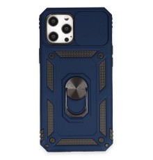 iPhone 12 Pro Max Kılıf Pars Lens Yüzüklü Silikon - Lacivert