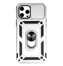 iPhone 12 Pro Max Kılıf Pars Lens Yüzüklü Silikon - Gümüş