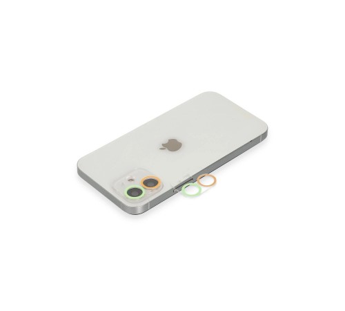 iPhone 11 Renkli Kamera Lens Koruma Cam - Turuncu-Yeşil