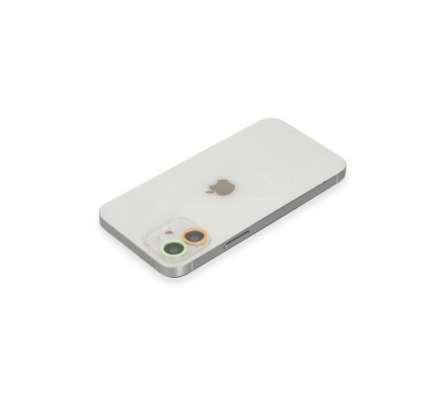 iPhone 11 Renkli Kamera Lens Koruma Cam - Turuncu-Yeşil