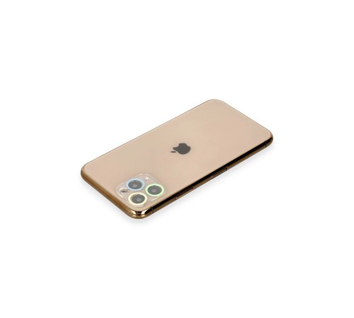 iPhone 11 Pro Renkli Kamera Lens Koruma Cam - Yeşil-Sarı