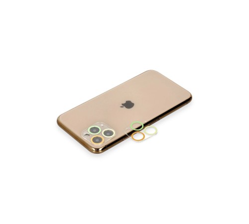 iPhone 11 Pro Renkli Kamera Lens Koruma Cam - Pembe-Mavi